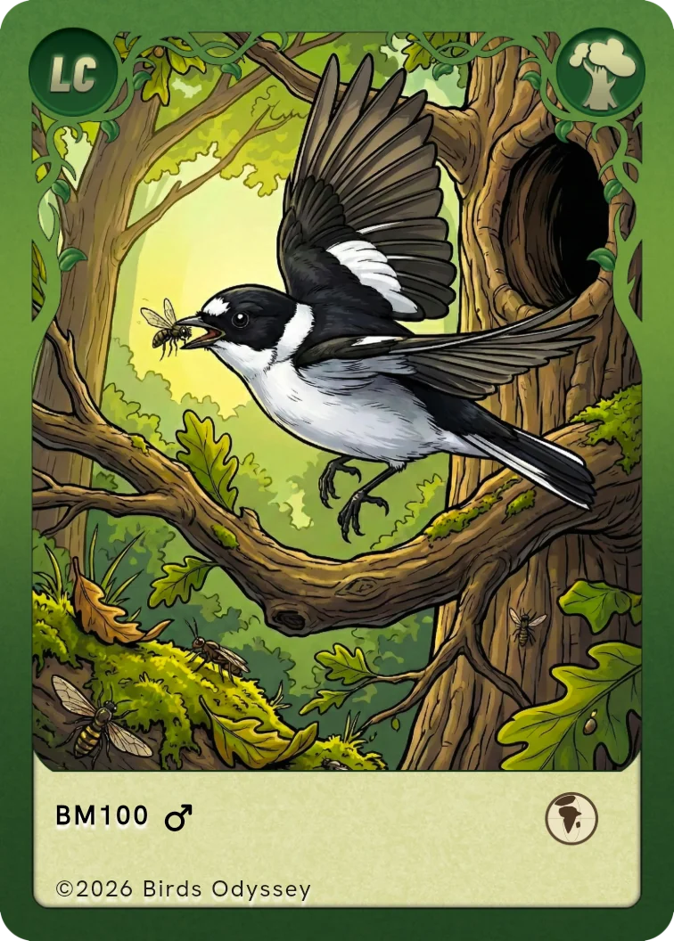 Collared Flycatcher trading card from Birdey