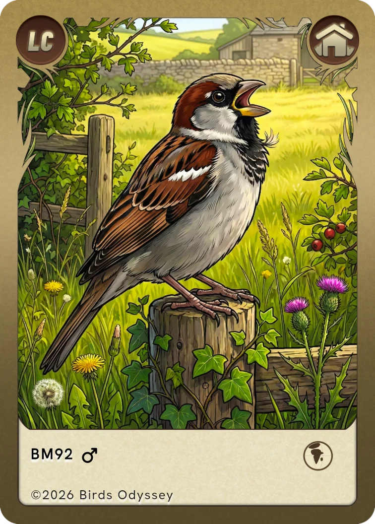 Gråspurv samlekort fra Birdey
